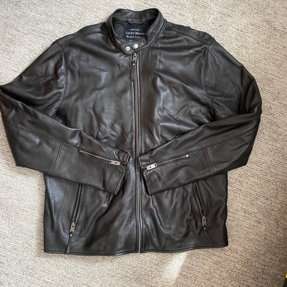 lucky brand black label leather jacket